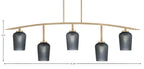 Kurve Five Light Bar in New Age Brass with Smoke Textured Shade