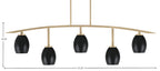 Kurve Five Light Bar in New Age Brass with Matte Black Oval Metal Shade Shade