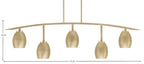 Kurve Five Light Bar in New Age Brass with New Age Brass Oval Metal Shade Shade