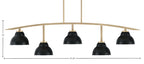 Kurve Five Light Bar in New Age Brass with Matte Black Double Bubble Metal Shade Shade