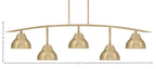Kurve Five Light Bar in New Age Brass with New Age Brass Double Bubble Metal Shade Shade