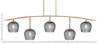 Kurve Five Light Bar in New Age Brass with Smoke Textured Shade