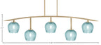 Kurve Five Light Bar in New Age Brass with Turquoise Textured Shade