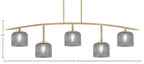 Kurve Five Light Bar in New Age Brass with Smoke Textured Shade