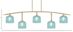 Kurve Five Light Bar in New Age Brass with Turquoise Textured Shade
