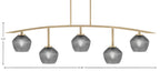 Kurve Five Light Bar in New Age Brass with Smoke Textured Shade