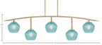 Kurve Five Light Bar in New Age Brass with Turquoise Textured Shade