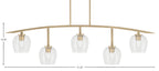Kurve Five Light Bar in New Age Brass with Clear Bubble Shade