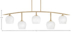 Kurve Five Light Bar in New Age Brass with White Marble Shade