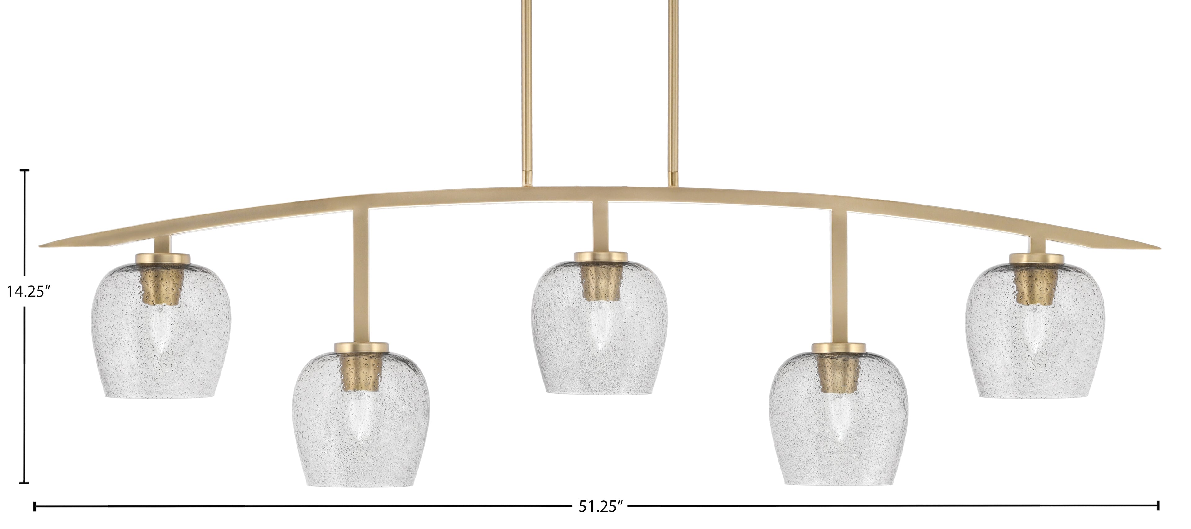 Kurve Five Light Bar in New Age Brass with Smoke Bubble Shade