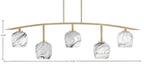 Kurve Five Light Bar in New Age Brass with Onyx Swirl Shade