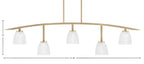 Kurve Five Light Bar in New Age Brass with Clear Ribbed Shade