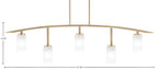 Kurve Five Light Bar in New Age Brass with Square White Marble Shade
