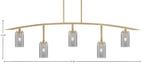 Kurve Five Light Bar in New Age Brass with Square Smoke Bubble Shade