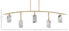 Kurve Five Light Bar in New Age Brass with Square Onyx Swirl Shade
