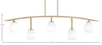Kurve Five Light Bar in New Age Brass with White Linen Shade