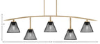 Kurve Five Light Bar in New Age Brass with Matte Black Cone Mesh Metal Shade Shade