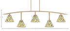 Kurve Five Light Bar in New Age Brass with Sandhill Art Glass Shade
