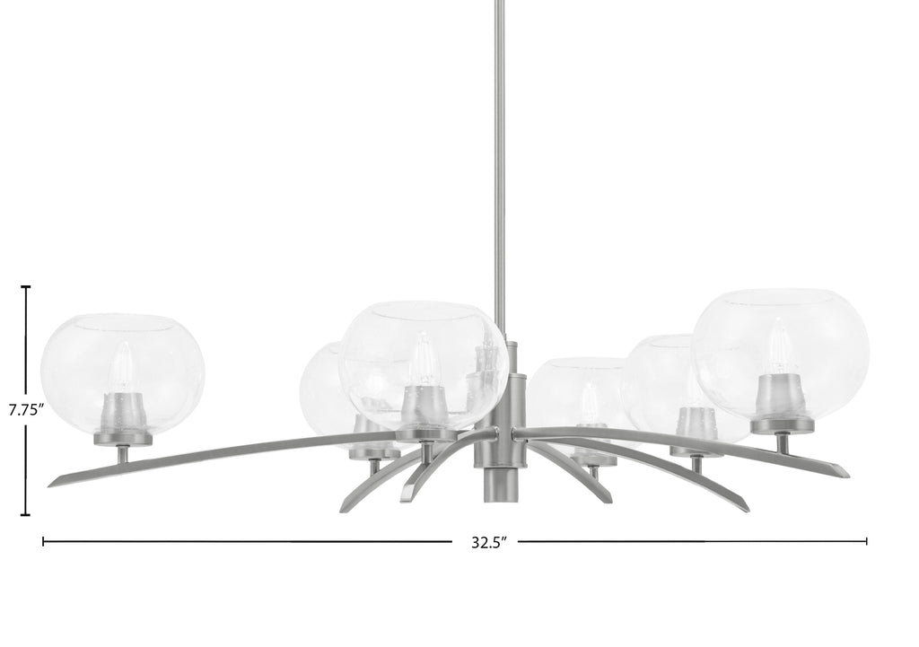 Kurve Six Light Chandelier in Graphite with Clear Bubble Shade