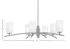 Kurve Six Light Chandelier in Graphite with White Marble Shade