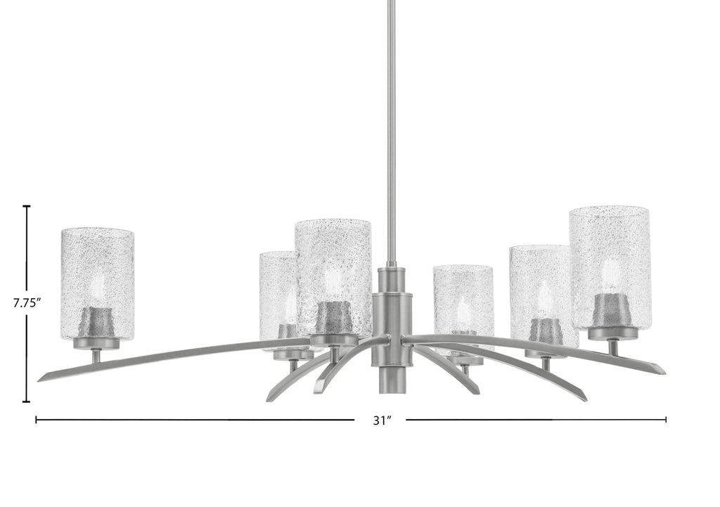 Kurve Six Light Chandelier in Graphite with Smoke Bubble Shade