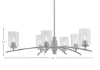 Kurve Six Light Chandelier in Graphite with Smoke Bubble Shade