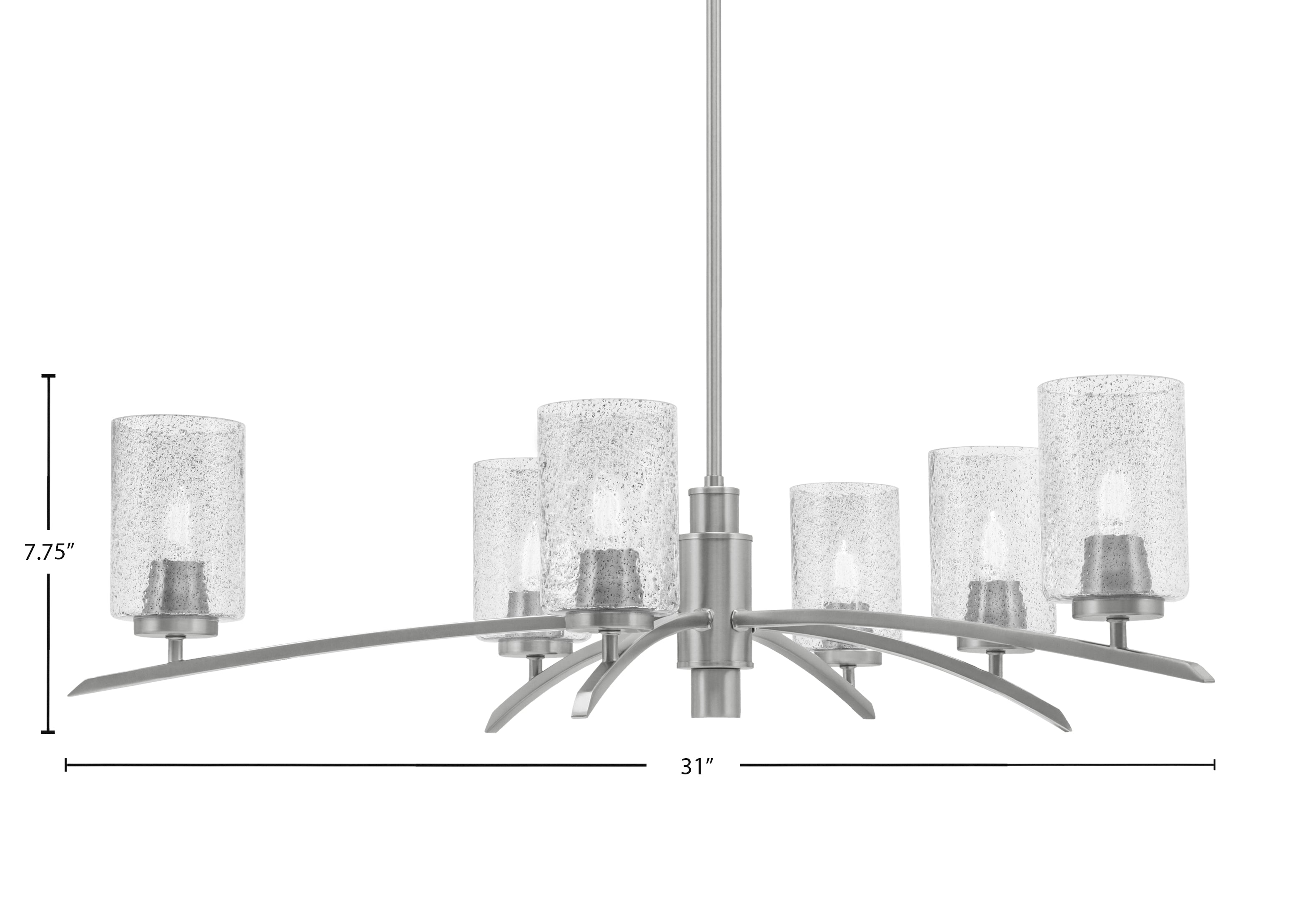 Kurve Six Light Chandelier in Graphite with Smoke Bubble Shade