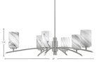 Kurve Six Light Chandelier in Graphite with Onyx Swirl Shade