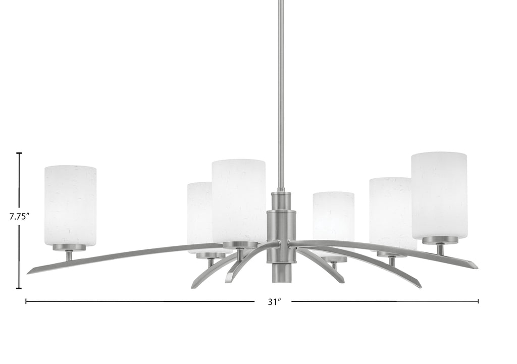 Kurve Six Light Chandelier in Graphite with White Muslin Shade