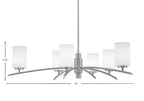 Kurve Six Light Chandelier in Graphite with White Muslin Shade