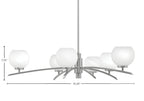 Kurve Six Light Chandelier in Graphite with White Marble Shade