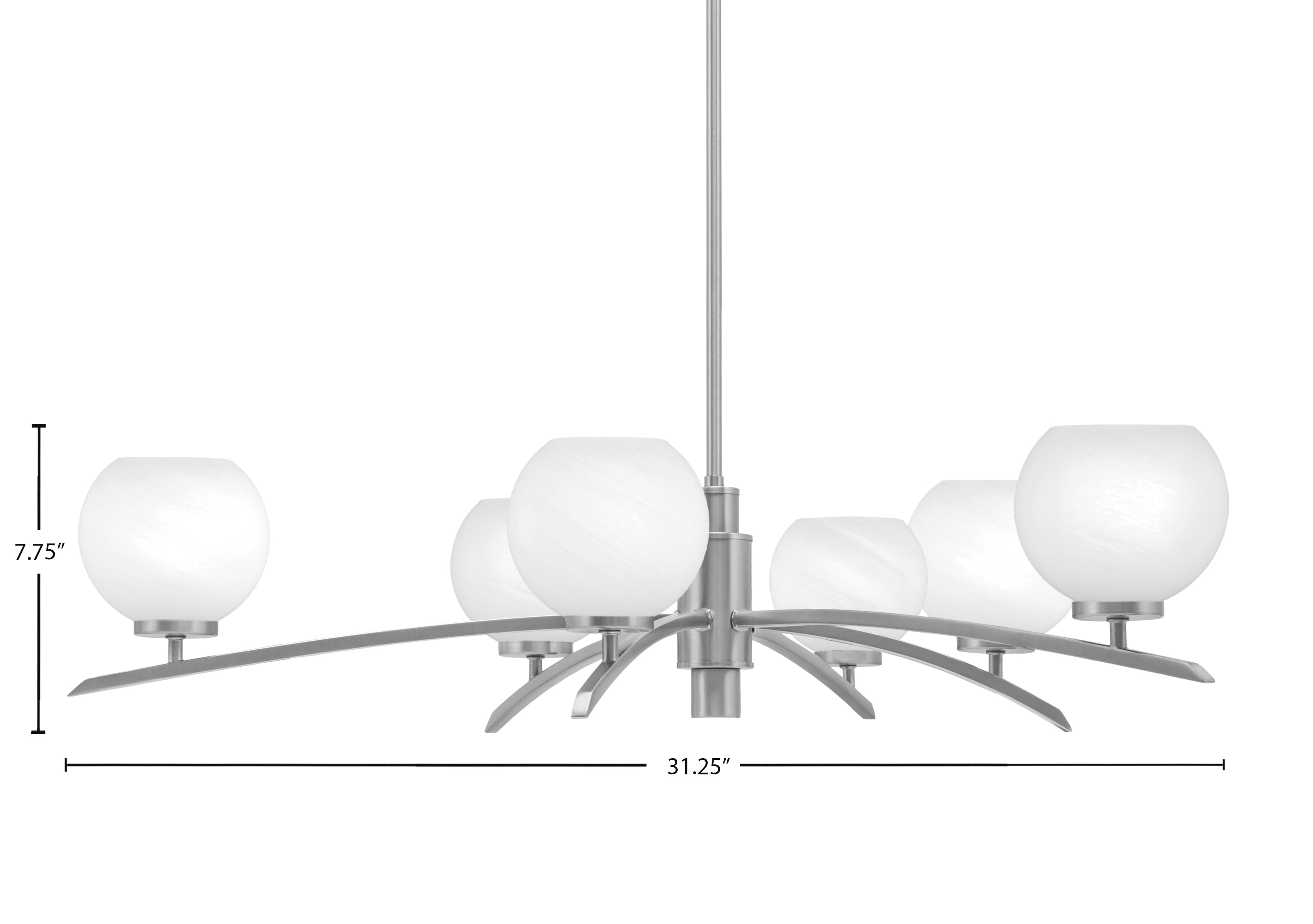 Kurve Six Light Chandelier in Graphite with Smoke Bubble Shade