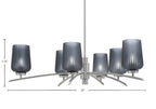 Kurve Six Light Chandelier in Graphite with Smoke Textured Shade