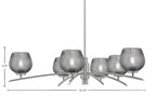 Kurve Six Light Chandelier in Graphite with Smoke Textured Shade