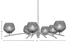 Kurve Six Light Chandelier in Graphite with Smoke Textured Shade