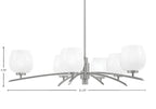 Kurve Six Light Chandelier in Graphite with White Marble Shade