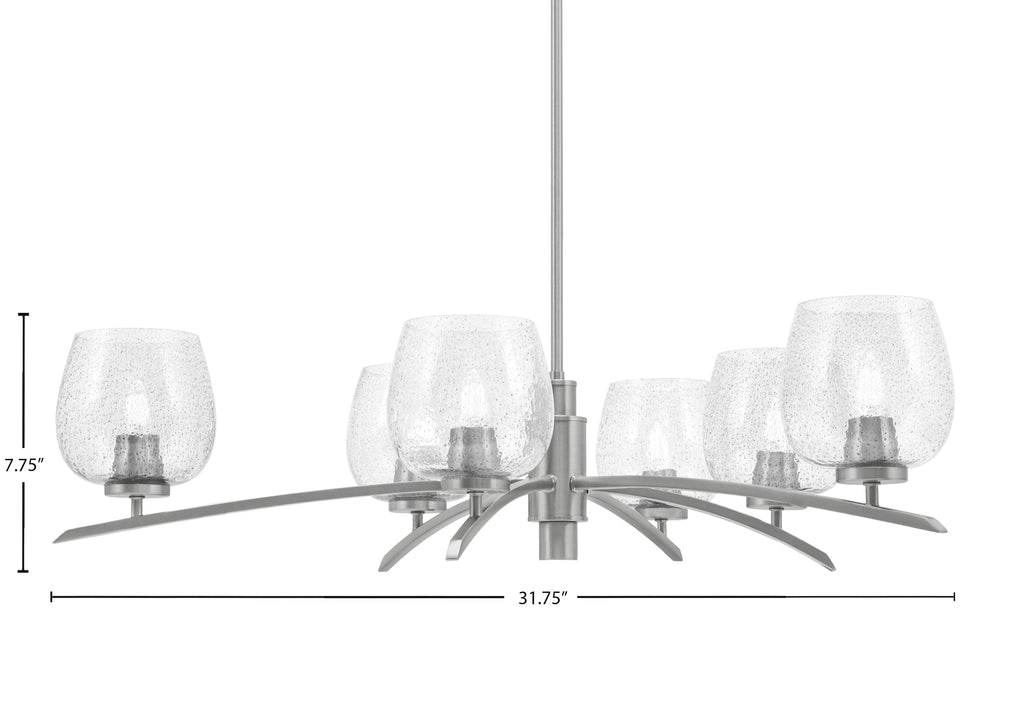 Kurve Six Light Chandelier in Graphite with Smoke Bubble Shade
