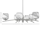 Kurve Six Light Chandelier in Graphite with Onyx Swirl Shade