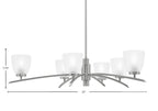Kurve Six Light Chandelier in Graphite with Clear Ribbed Shade