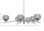 Kurve Six Light Chandelier in Graphite with Smoke Ribbed Shade
