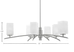 Kurve Six Light Chandelier in Graphite with Square White Marble Shade