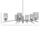 Kurve Six Light Chandelier in Graphite with Square Smoke Bubble Shade