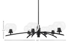 Kurve Six Light Chandelier in Matte Black with Clear Bubble Shade