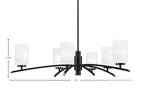 Kurve Six Light Chandelier in Matte Black with White Marble Shade