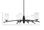 Kurve Six Light Chandelier in Matte Black with White Muslin Shade