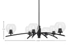 Kurve Six Light Chandelier in Matte Black with Clear Bubble Shade