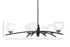 Kurve Six Light Chandelier in Matte Black with White Marble Shade