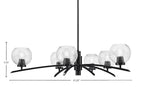 Kurve Six Light Chandelier in Matte Black with Smoke Bubble Shade