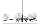 Kurve Six Light Chandelier in Matte Black with Onyx Swirl Shade