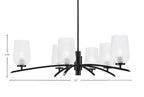Kurve Six Light Chandelier in Matte Black with Clear Textured Shade